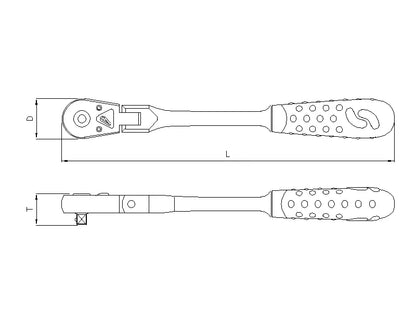 Cliquet qrs à tête articulée 1/4'' 45 dents
