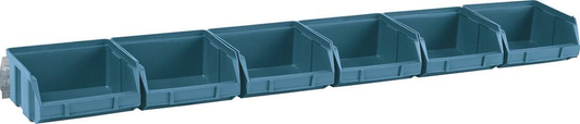 Boîtes à bec bleu - kit 6 boîtes avec support acier 600x95x50mm