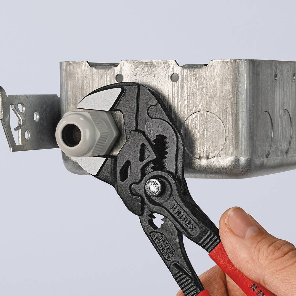 Pince clé grise gainée 250mm avec bouton poussoir