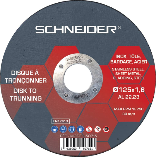 Disque à tronçonner acier/inox 125x1,6x22 - boîte de 10 pcs