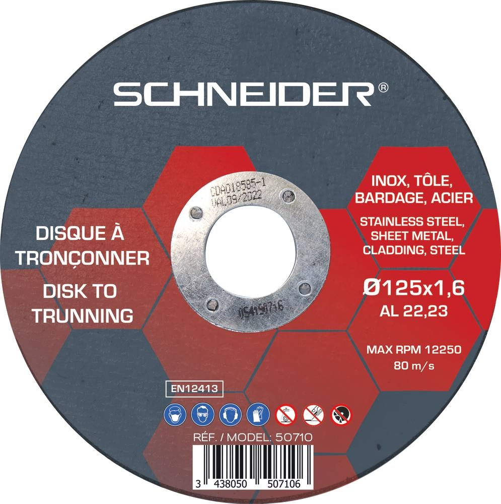 Disque à tronçonner acier/inox 125x1,6x22 - lot de 25 pcs