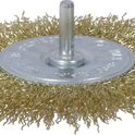Brosse circulaire sur tige 6mm fil laiton ondulé 100mm
