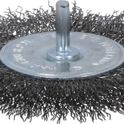 Brosse circulaire sur tige 6mm fil acier ondulé 100mm