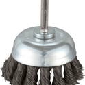 Brosse conique sur tige 6mm fil acier torsadé 70mm