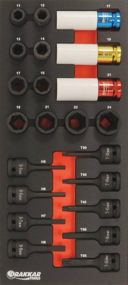Module mousse 395x178mm métal douilles à choc - 22 pcs