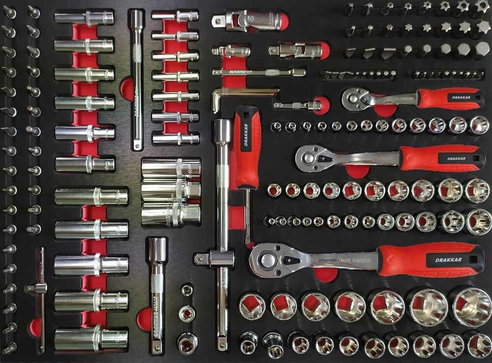 Module mousse métal douilles 1/4" 3/8" 1/2" - 171 pcs