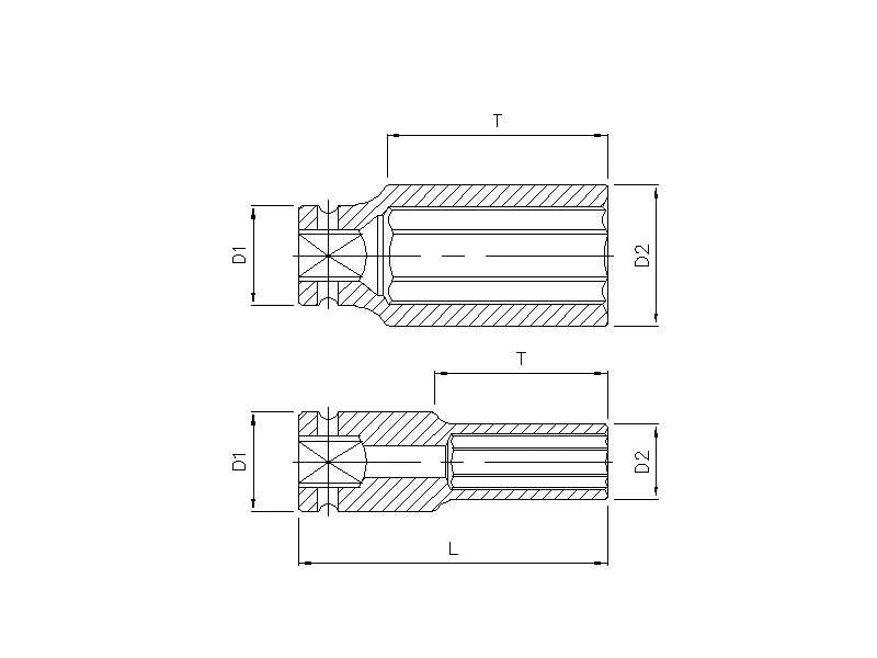 Douille à choc 1/2'' longue 6 pans 22mm