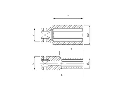 Douille à choc 1/2'' longue 6 pans 22mm