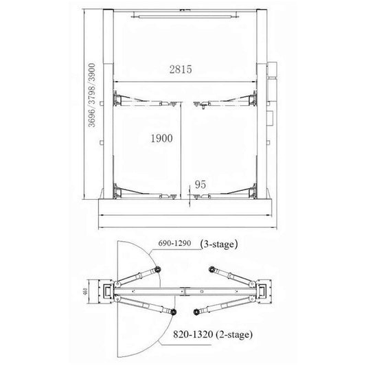 Pont 2 Colonnes 4T Automatique – Invento EL S40 TL (230V avec Traverse Supérieure)