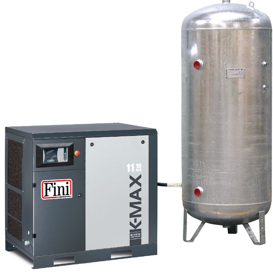 K-MAX 11/10/500VG - Compresseur à vis 11 kW 10 bar réservoir galvanisé 500 L