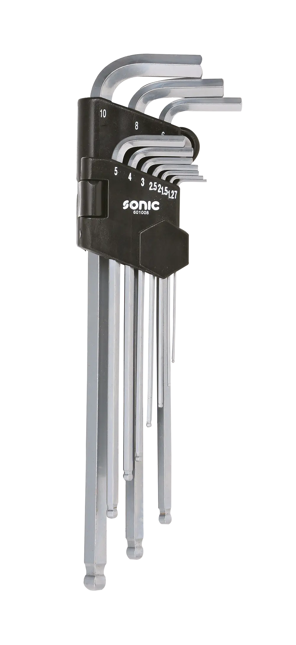 Clés mâles extra longues coudées tête sphérique étui 10-pcs.