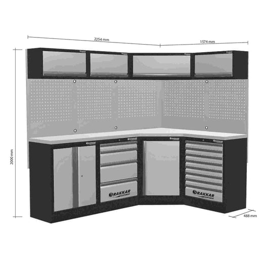 MOBILIER D'ATELIER 4 ELEMENTS ANGLE INOX 430