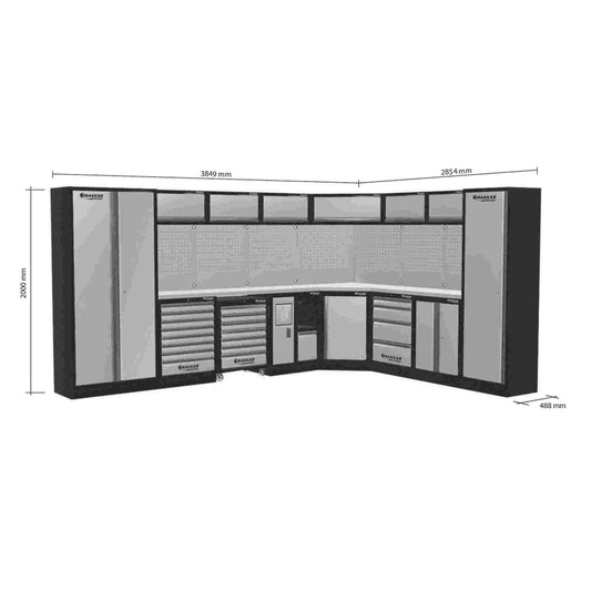 MOBILIER D'ATELIER 8 ELEMENTS ANGLE INOX 430