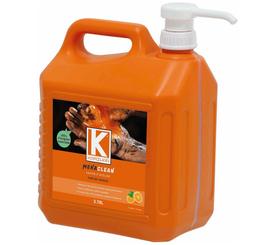 Nettoyant mains d'atelier orange 3.78L avec pompe