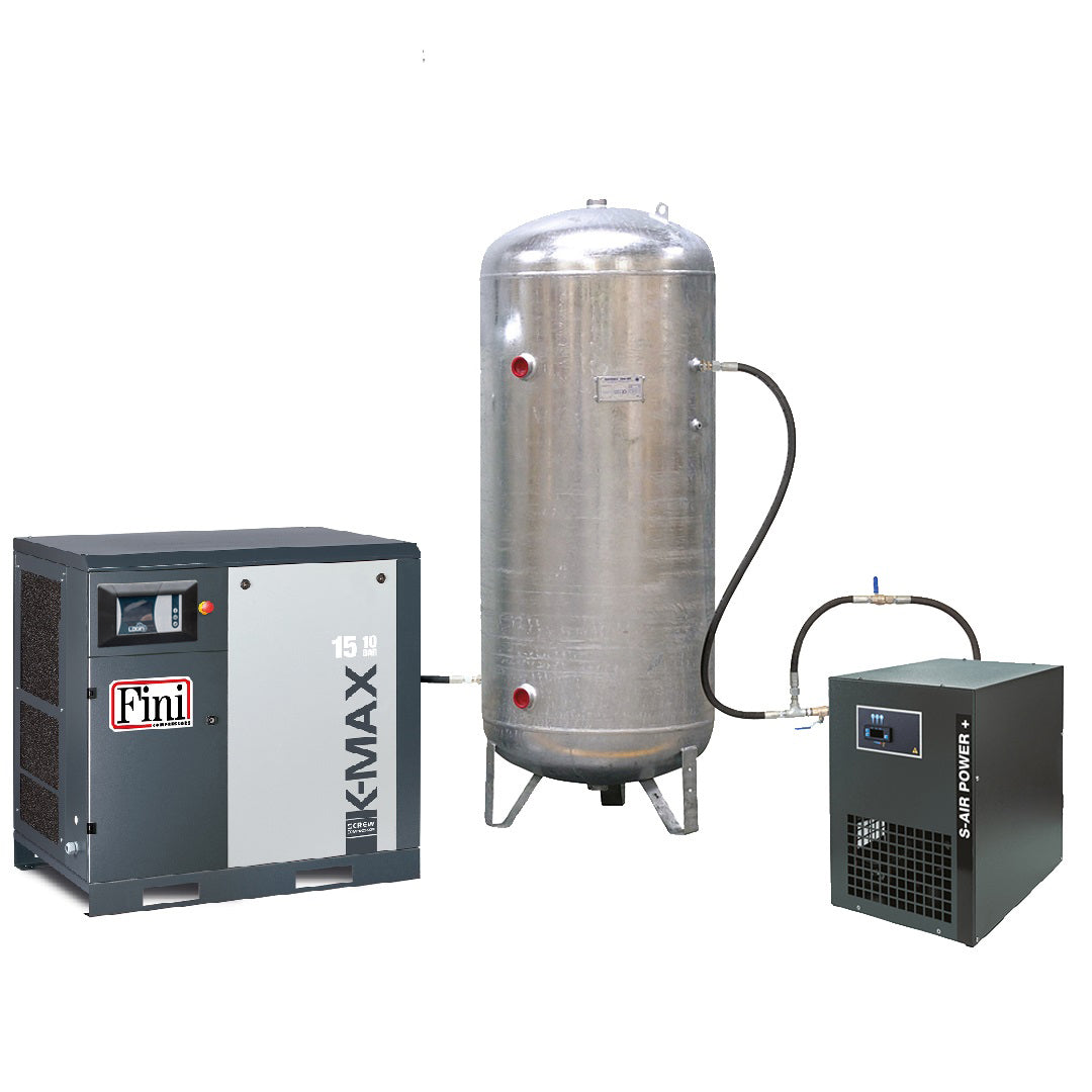 K-MAX 15/10/500VG/ES - Pack 15 kW 10 bar réservoir galvanisé 500 L sécheur P+