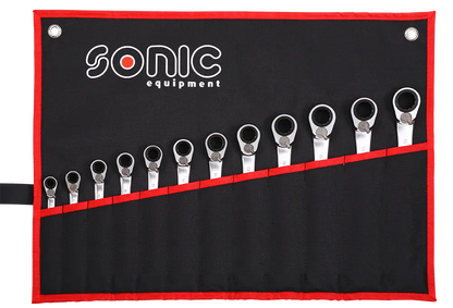 Clés mixtes à cliquet reversible 12 pans en trousse 12-pcs.