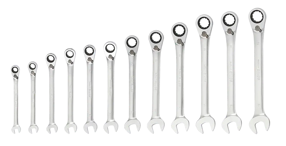 Clés mixtes à cliquet reversible 12 pans en trousse 12-pcs.