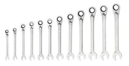 Clés mixtes à cliquet reversible 12 pans en trousse 12-pcs.