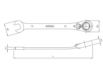 Clés mixtes à cliquet reversible 12 pans en trousse 12-pcs.