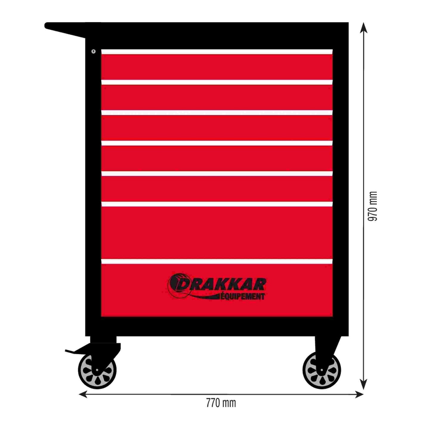 SERVANTE 7 TIROIRS ROUGE (97CM) SANS ACCESSOIRES *DT*