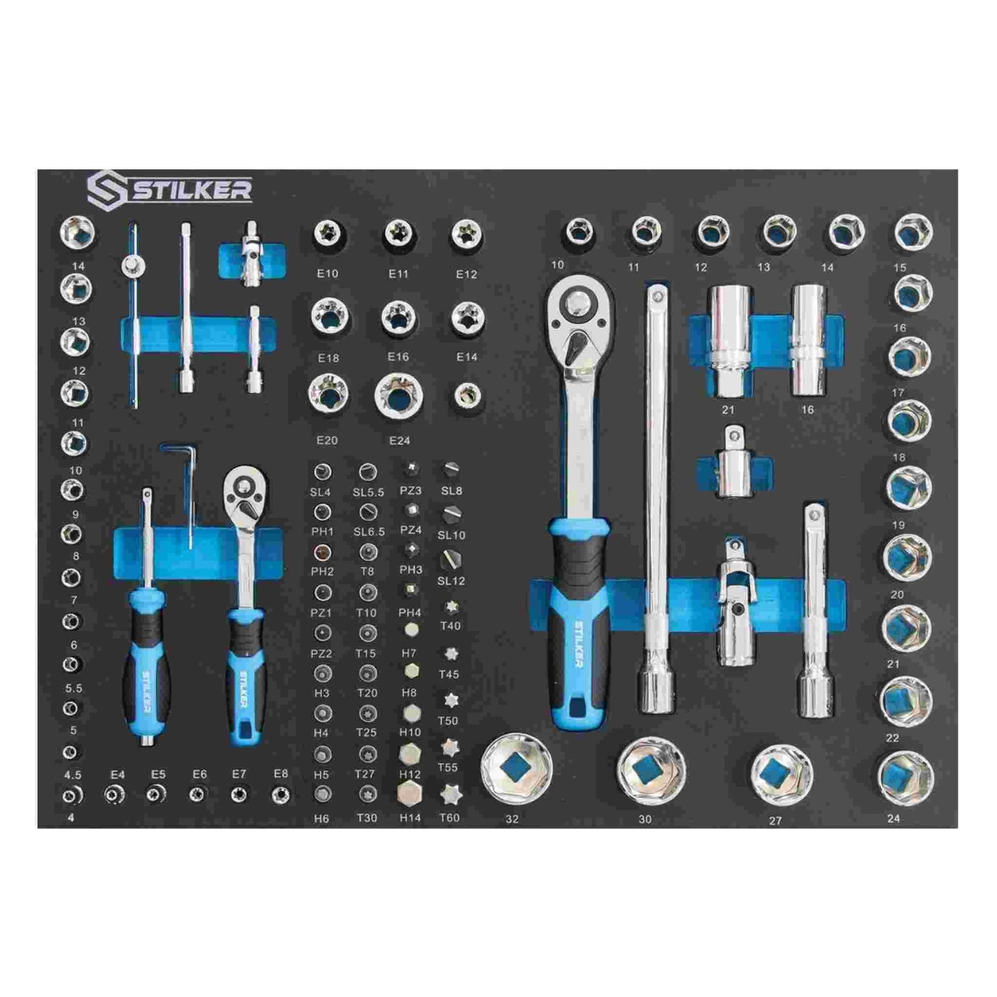 Servante d'atelier 7 tiroirs composée de 147 outils - modules mousse