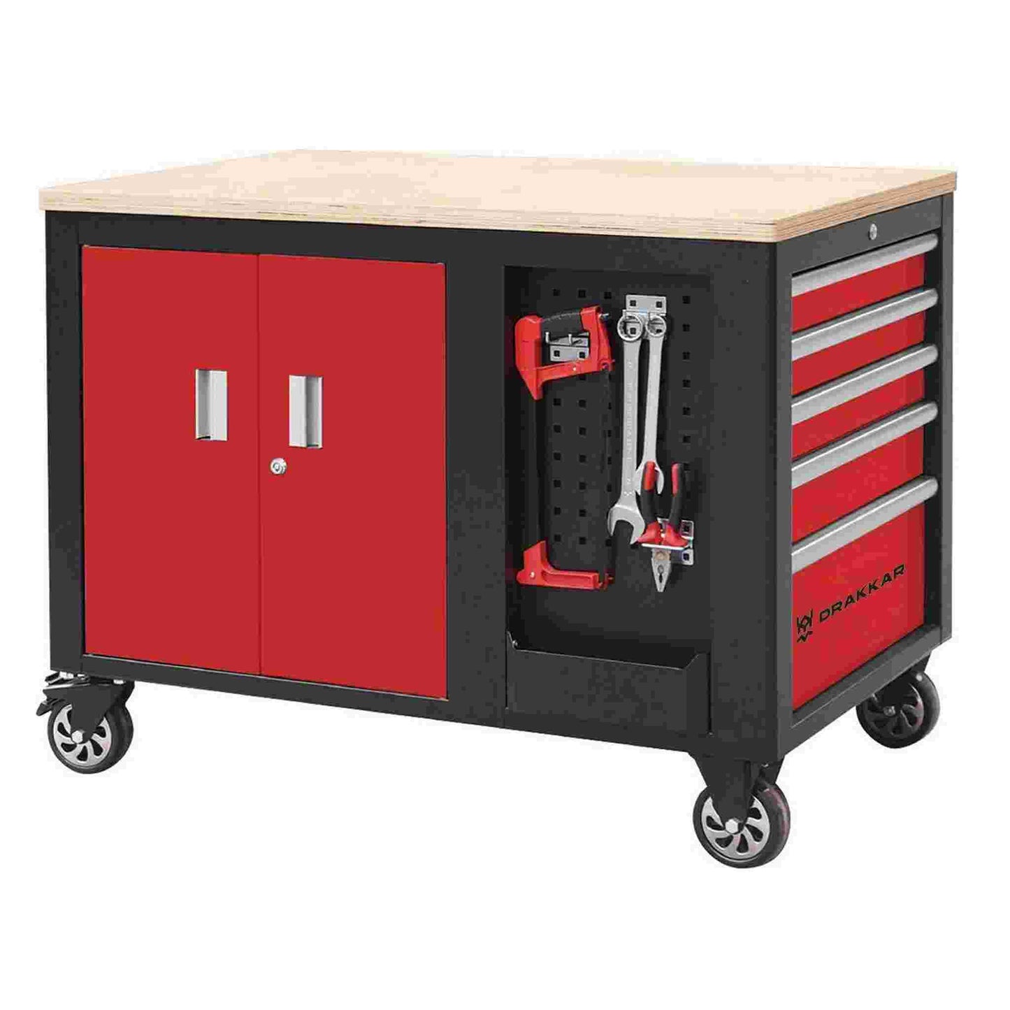 SERVANTE D'ATELIER 10 TIROIRS AVEC PLAN DE TRAVAIL EN BOIS
