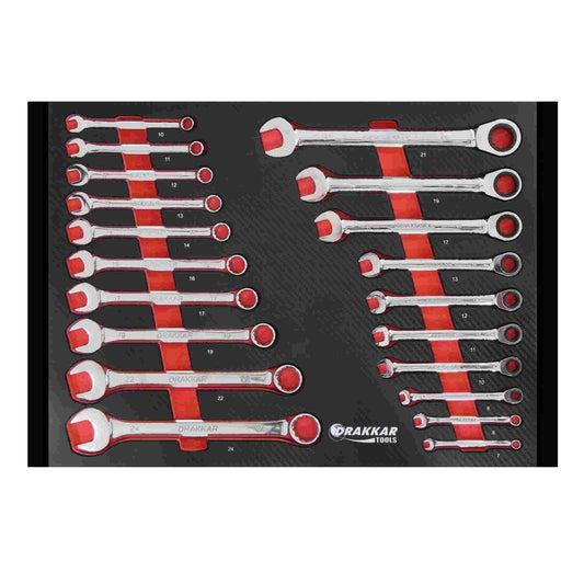 Servante d'atelier 10 tiroirs composée de 176 outils - modules finition carbone