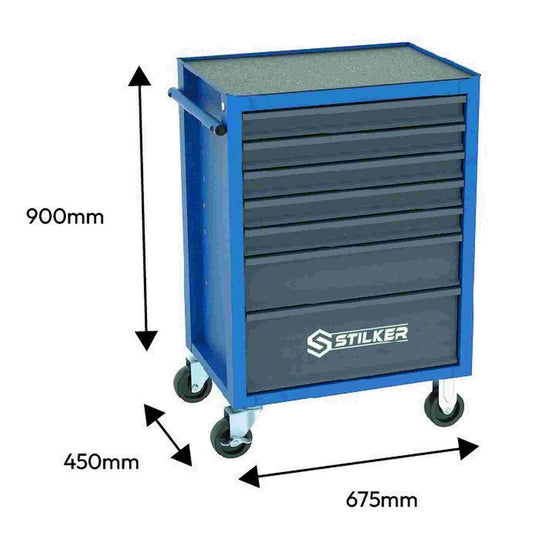 Servante d'atelier 7 tiroirs composée de 147 outils - modules mousse