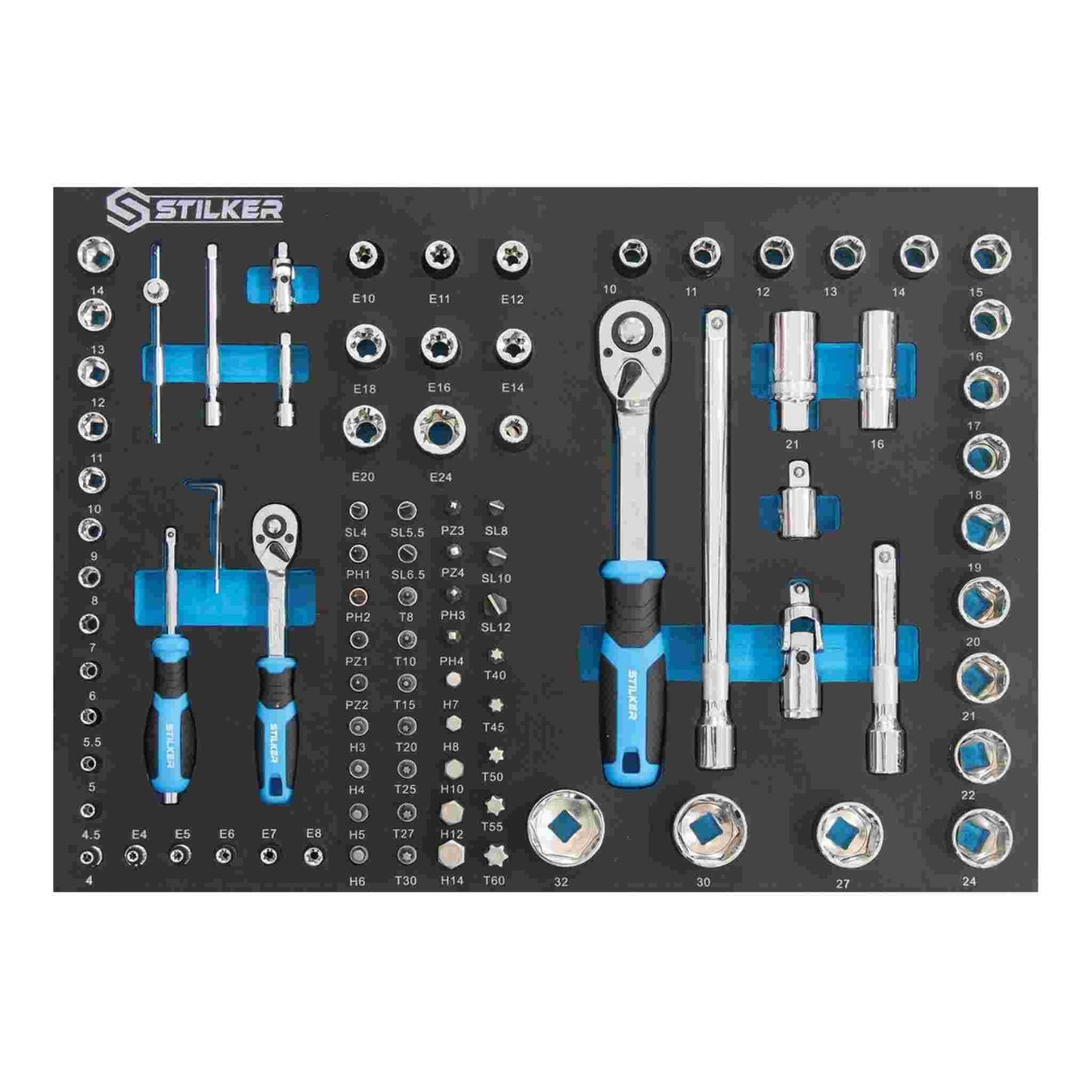 Servante d'atelier 7 tiroirs composée de 147 outils - modules mousse
