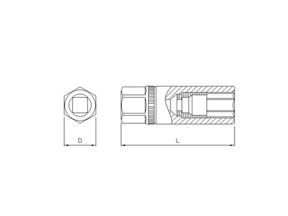 Douille à bougies clips 3/8'' longue 6 pans 18mm